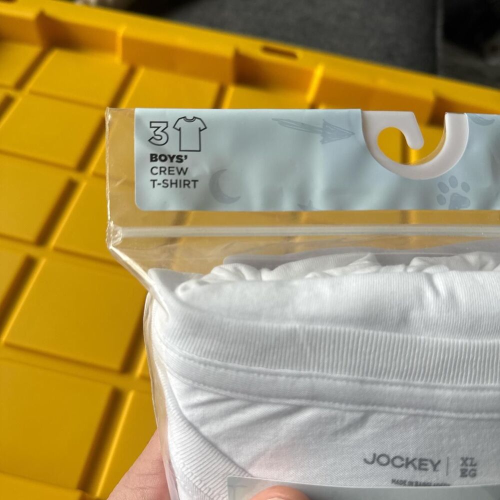 Jockey White Crew Neck T-shirts 3 pack Box XL 18-20 - Picture 3 of 4
